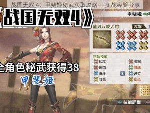 战国无双 4：甲斐姬秘武获取攻略——实战经验分享