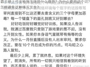 霸王硬上弓金枪挑玉环是什么意思？为什么要用这个词？怎样避免这种情况发生？