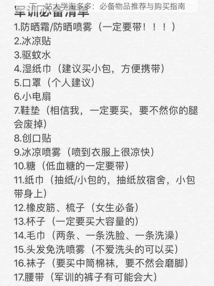 下一站大学淘多多:必备物品推荐与购买指南