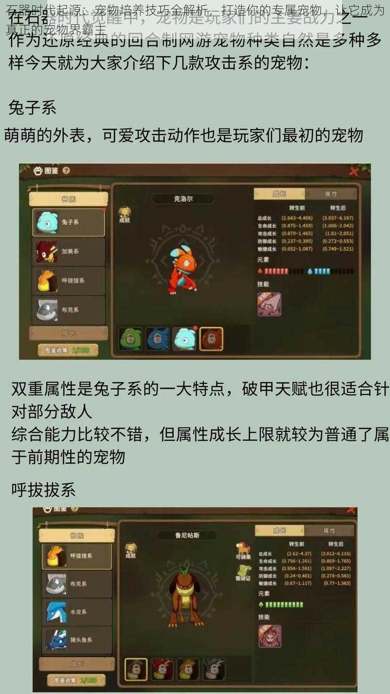 石器时代起源:宠物培养技巧全解析,打造你的专属宠物,让它成为真正的宠物界霸主