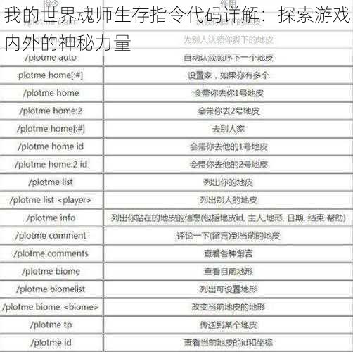 我的世界魂师生存指令代码详解:探索游戏内外的神秘力量