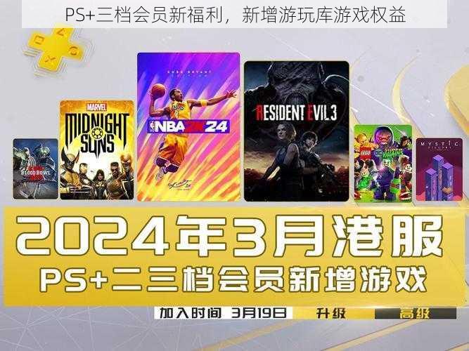 PS+三档会员新福利，新增游玩库游戏权益