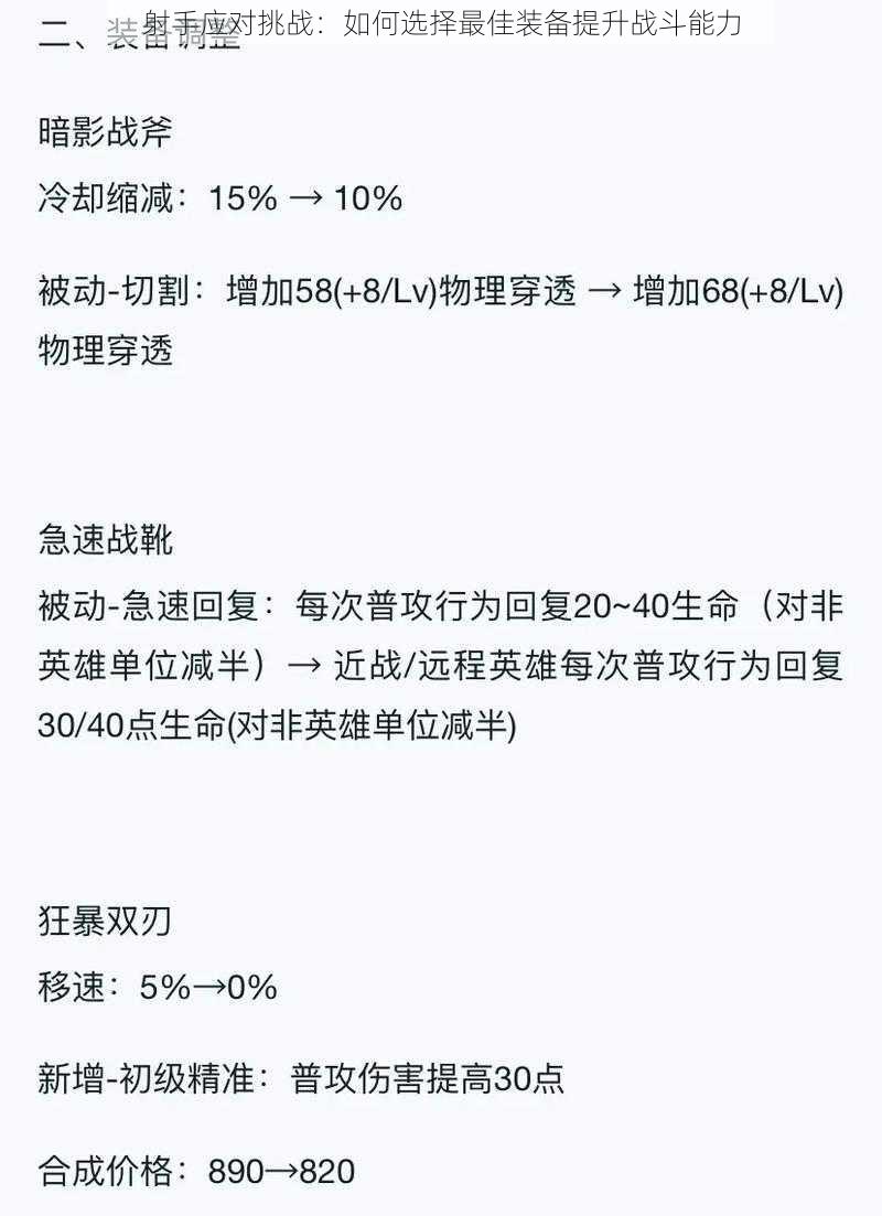 射手应对挑战：如何选择最佳装备提升战斗能力