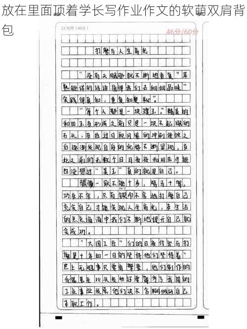 放在里面顶着学长写作业作文的软萌双肩背包