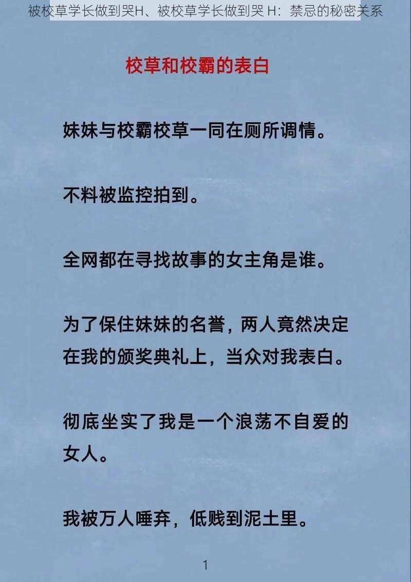 被校草学长做到哭H、被校草学长做到哭 H：禁忌的秘密关系