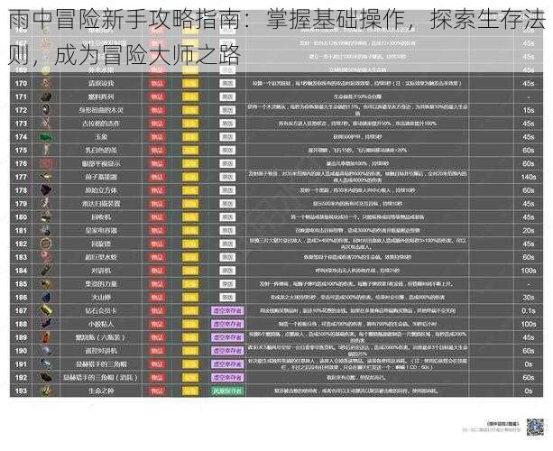 雨中冒险新手攻略指南：掌握基础操作，探索生存法则，成为冒险大师之路