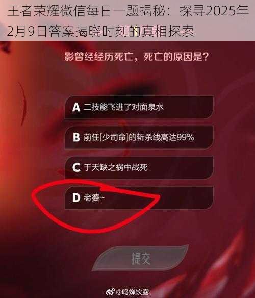 王者荣耀微信每日一题揭秘：探寻2025年2月9日答案揭晓时刻的真相探索