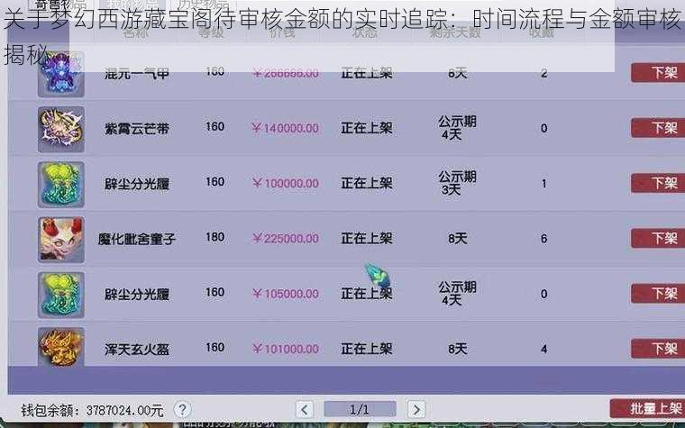 关于梦幻西游藏宝阁待审核金额的实时追踪：时间流程与金额审核揭秘