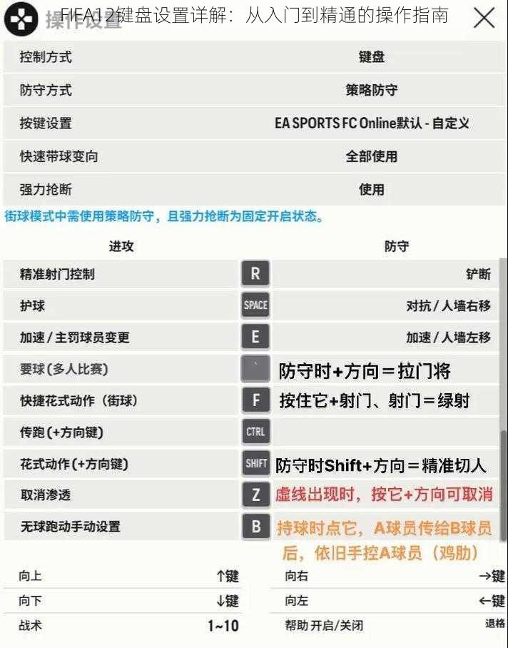 FIFA12键盘设置详解：从入门到精通的操作指南