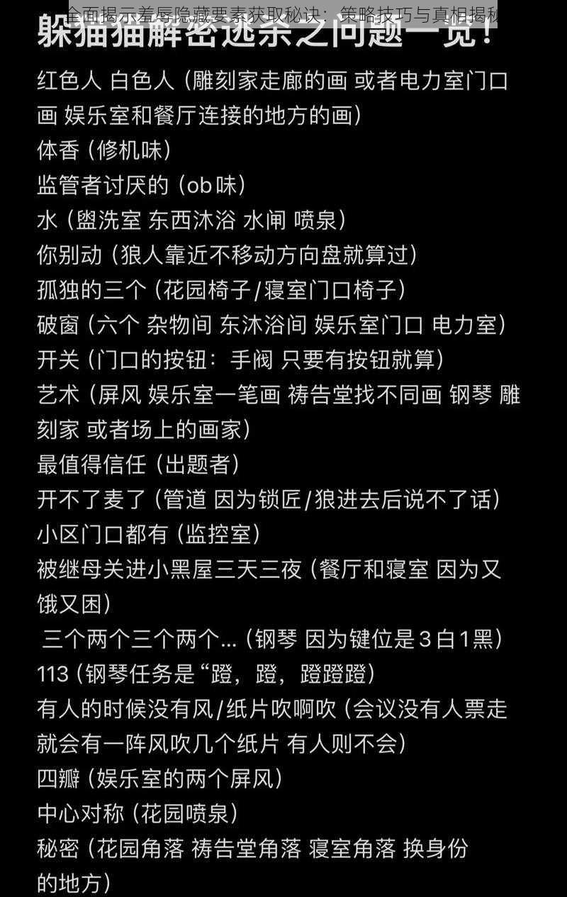 全面揭示羞辱隐藏要素获取秘诀：策略技巧与真相揭秘