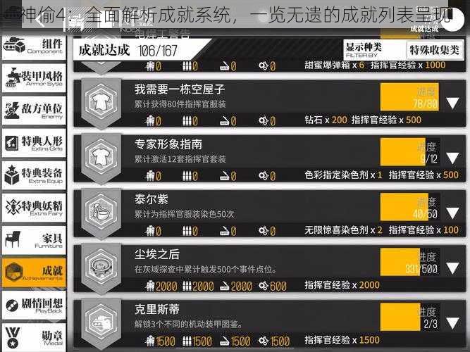 神偷4：全面解析成就系统，一览无遗的成就列表呈现