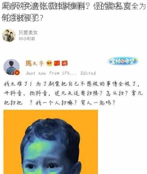 黑客网免费吃瓜独家爆料：你的隐私安全为何总被侵犯？