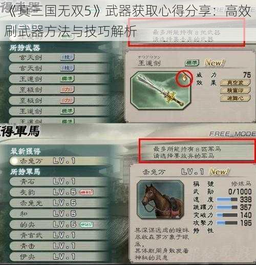 《真三国无双5》武器获取心得分享：高效刷武器方法与技巧解析