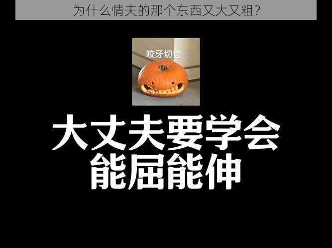 为什么情夫的那个东西又大又粗？