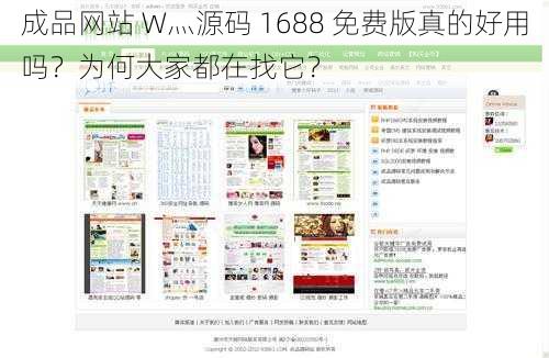 成品网站 W灬源码 1688 免费版真的好用吗？为何大家都在找它？