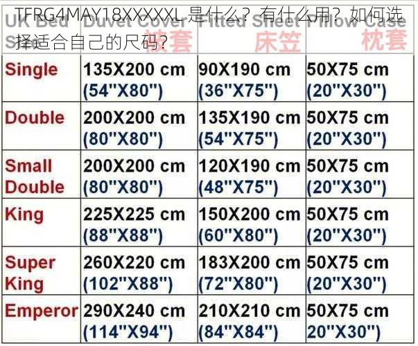 TFRG4MAY18XXXXXL 是什么？有什么用？如何选择适合自己的尺码？