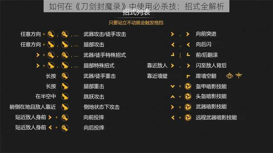 如何在《刀剑封魔录》中使用必杀技：招式全解析