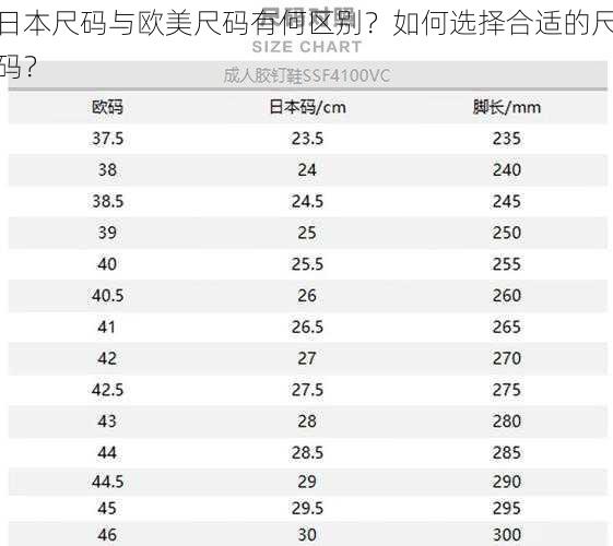 日本尺码与欧美尺码有何区别？如何选择合适的尺码？