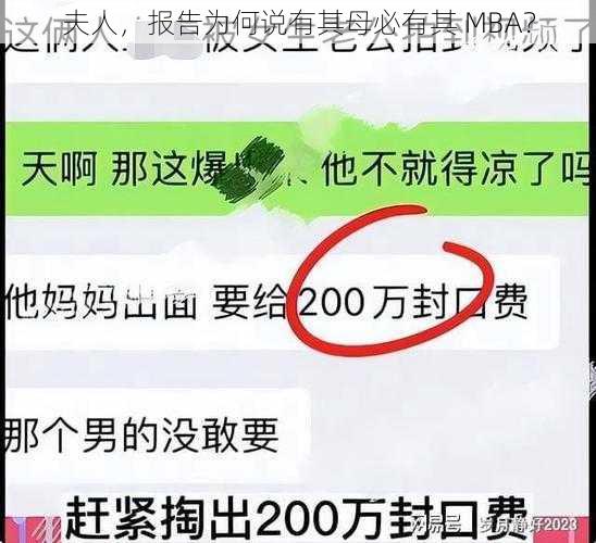 夫人，报告为何说有其母必有其 MBA？