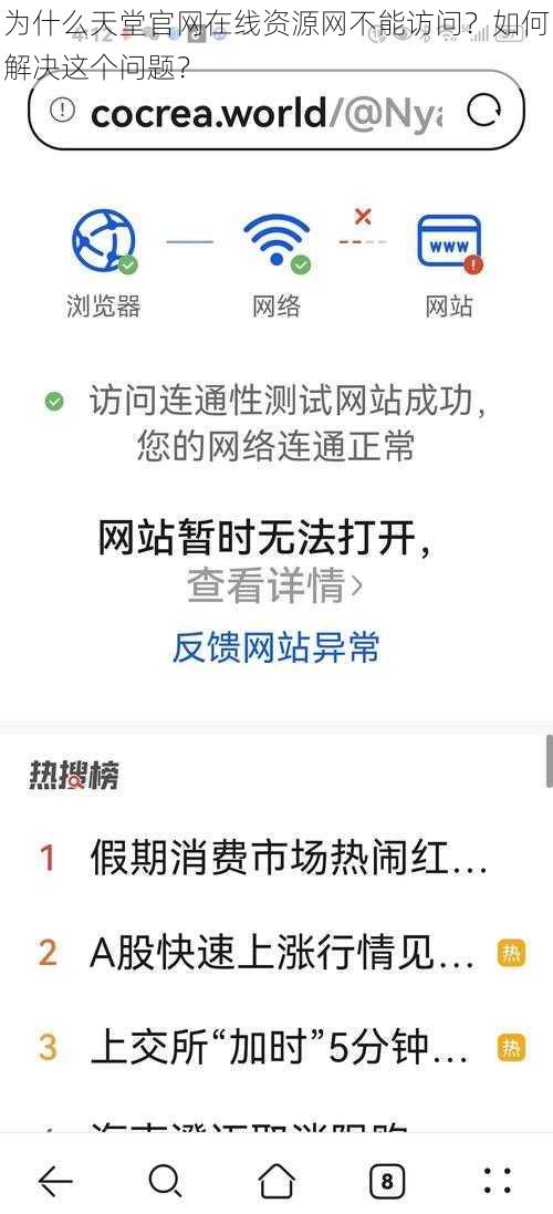 为什么天堂官网在线资源网不能访问？如何解决这个问题？