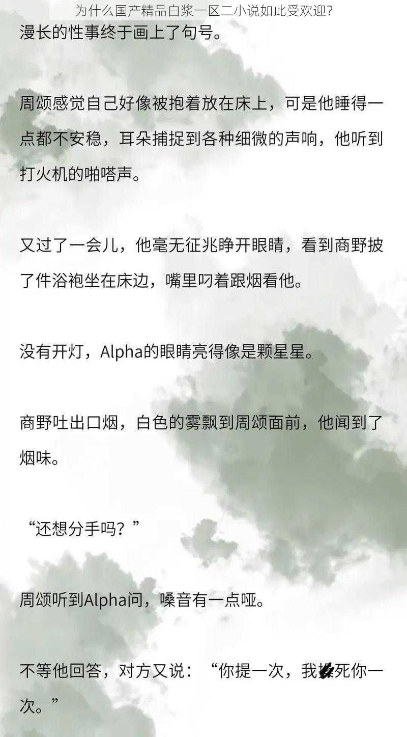 为什么国产精品白浆一区二小说如此受欢迎？