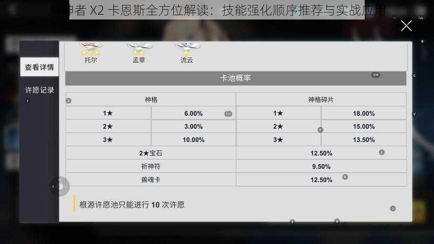 解神者 X2 卡恩斯全方位解读：技能强化顺序推荐与实战应用