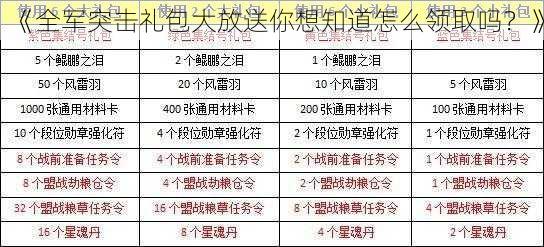 《全军突击礼包大放送你想知道怎么领取吗？》