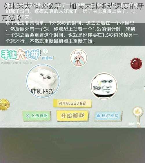 《球球大作战秘籍：加快大球移动速度的新方法》