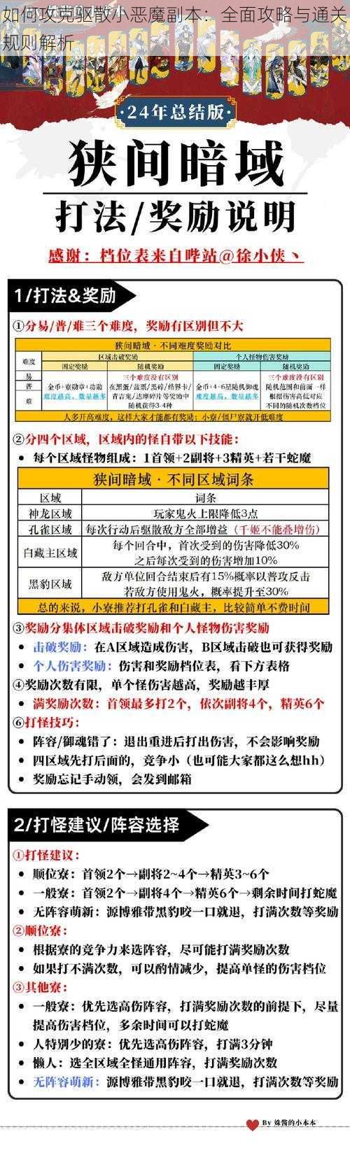 如何攻克驱散小恶魔副本：全面攻略与通关规则解析